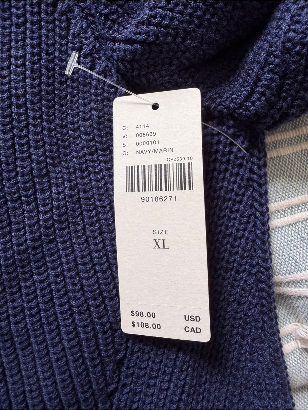 Maeve Navy V-Neck Puff Sleeve Knit Top - Picture 3 of 3